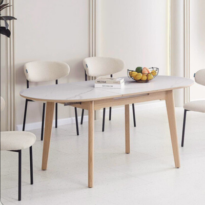 Mesa Khalo extensible ovalada mármol fresno | MoOd DECO 2026