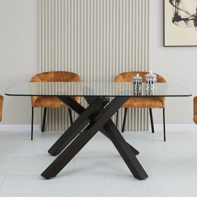 Mesa Cartagena vidrio templado industrial 2m | MoOd DECO