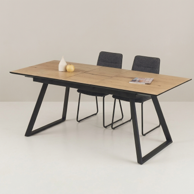 Mesa Berni extensible simil madera metal negro | MoOd DECO