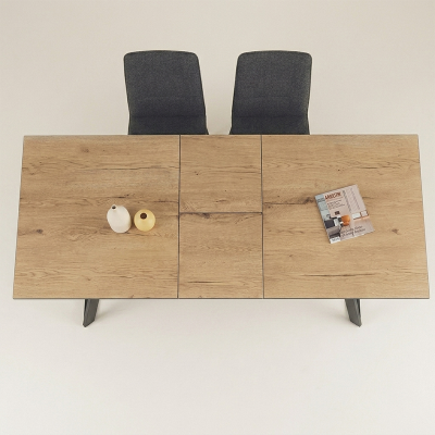 Mesa Berni extensible simil madera metal negro | MoOd DECO