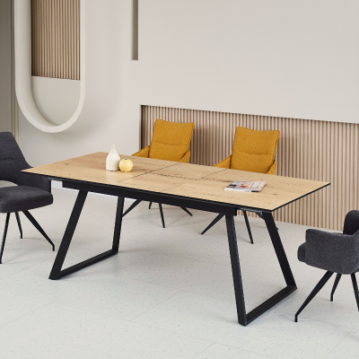 Mesa Berni extensible simil madera metal negro | MoOd DECO