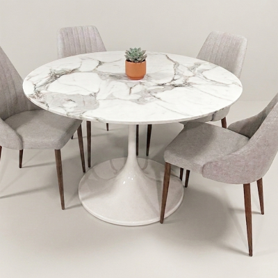 Mesa Vinci redonda mármol tulip blanca | Mayorista MoOd DECO