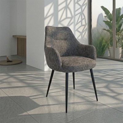 Silla Volga velvet trama gris con apoyabrazos | MoOd DECO