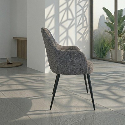 Silla Volga velvet trama gris con apoyabrazos | MoOd DECO