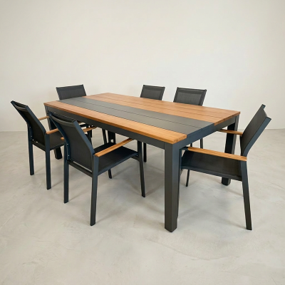 Set Berlín comedor outdoor 8 personas aluminio fresno | MoOd DECO
