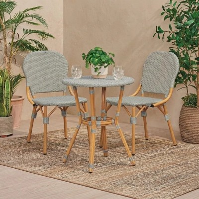 Set Bistró Venecia rattan gris balcón | Mayorista MoOd DECO